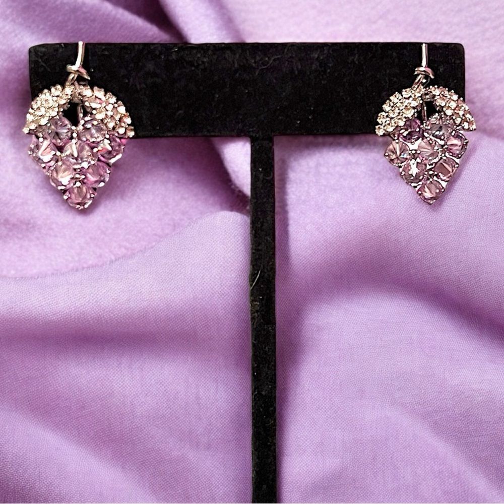 White Cubic Zirconia Grape Silver Stud Earrings With Sterling Silver Posts NWT